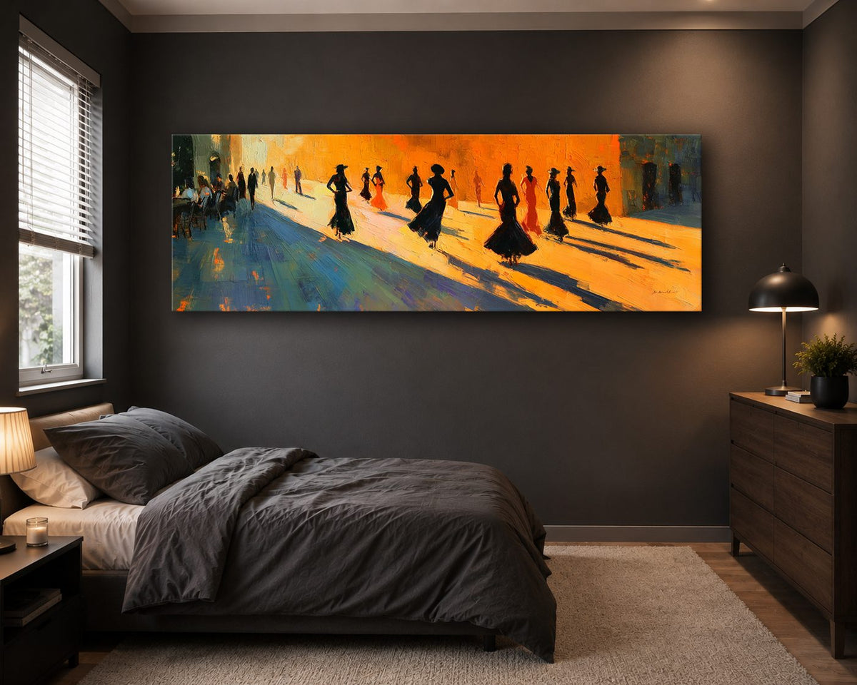 Flamenco Dancers Silhouettes canvas wall art, unframed canvas