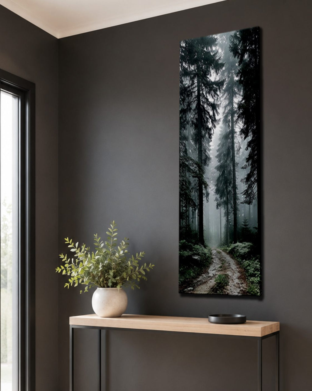 Foggy Forest Path canvas wall art, unframed canvas
