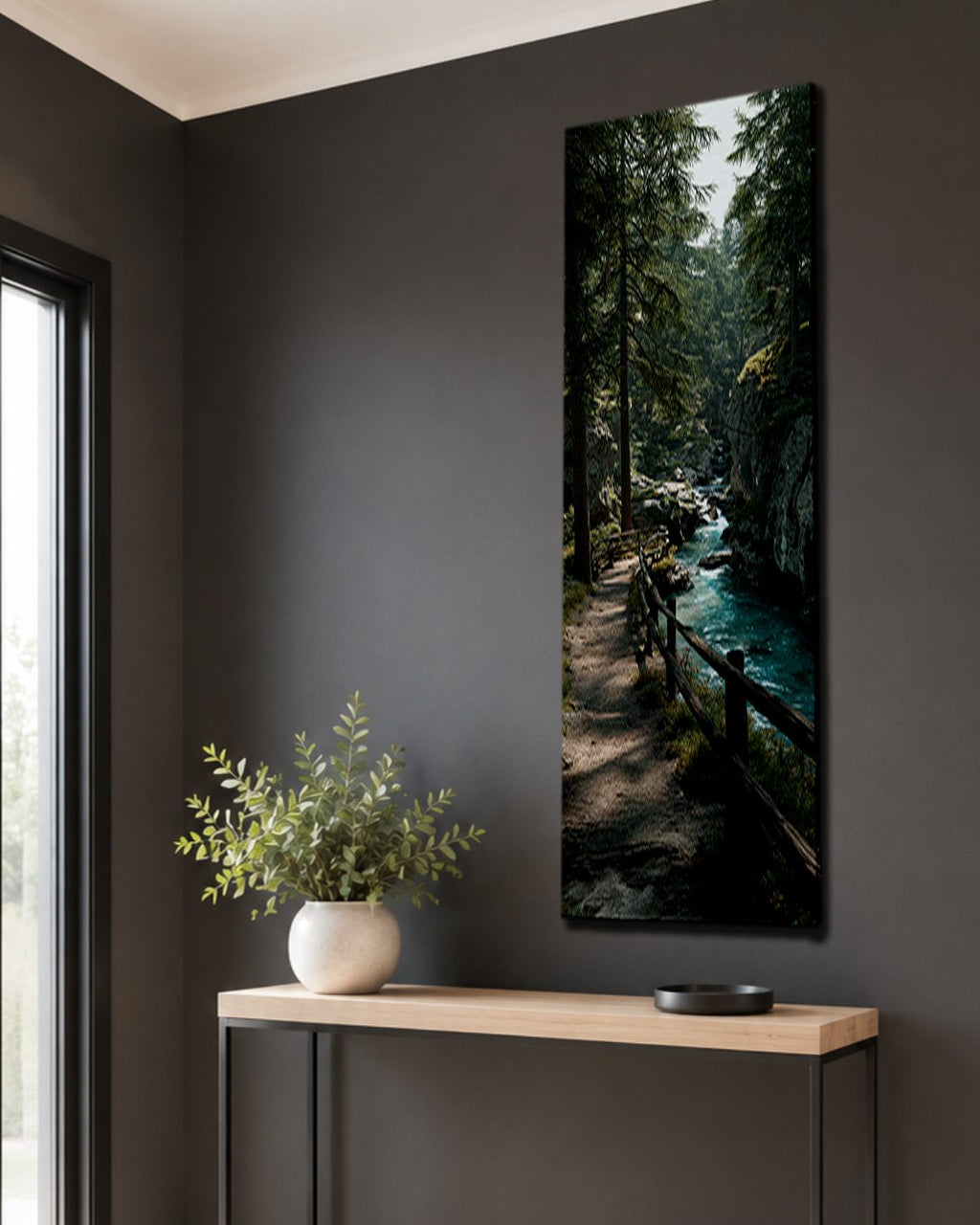Forest Riverside Boardwalk canvas wall art, unframed canvas