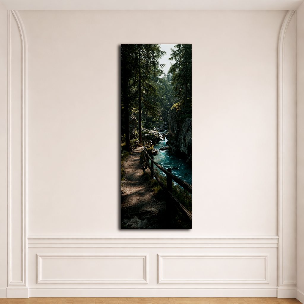 Forest Riverside Boardwalk canvas wall art, unframed canvas