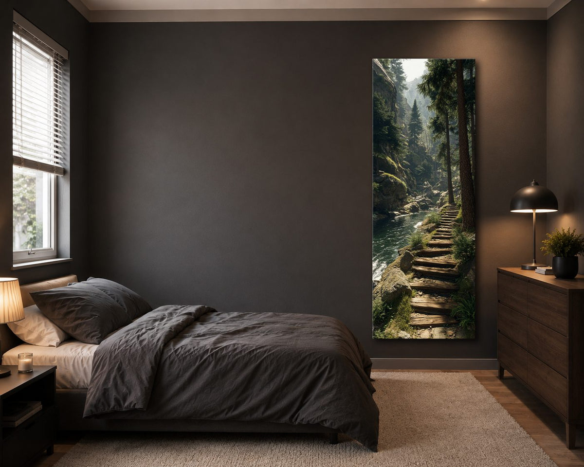 Forest Stone Stairway canvas wall art, unframed canvas