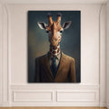 Giraffe in a Suit Portrait canvas wall art, unframed canvas