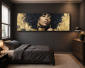 Gold Afro Woman Portrait canvas wall art, unframed canvas