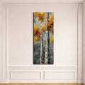 Golden Birch Trees on Gray canvas wall art, unframed canvas