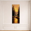 Golden Sunset Forest River canvas wall art, unframed canvas