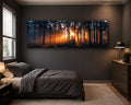 Golden Sunset Through Dark Forest canvas wall art, unframed canvas