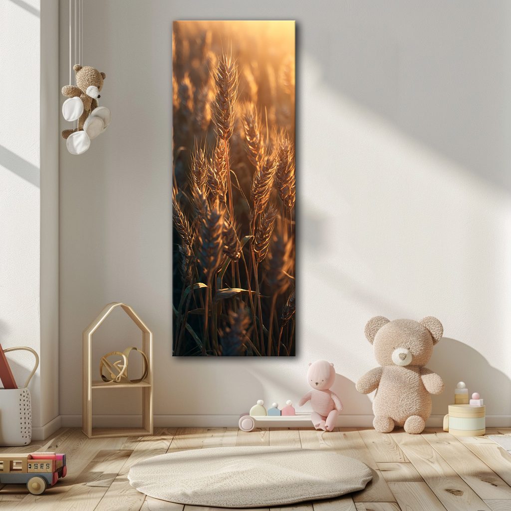 Golden Wheat at Sunset canvas wall art, unframed canvas