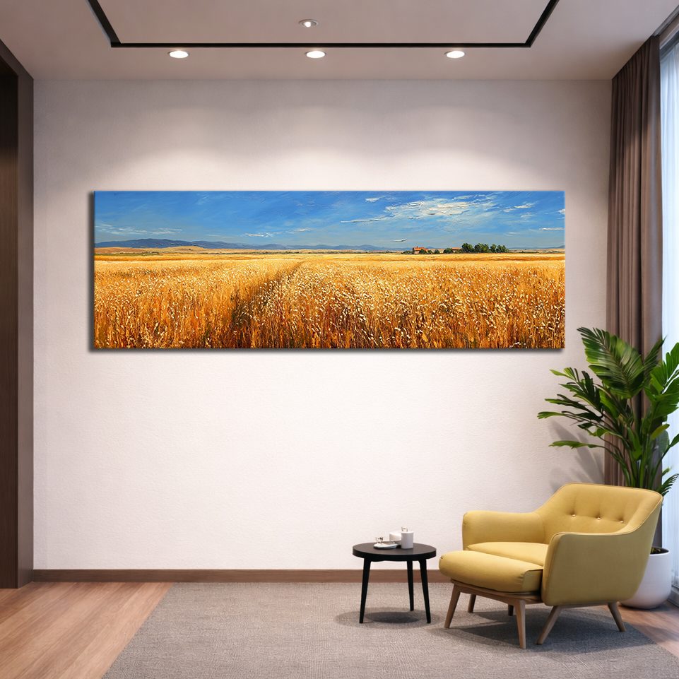 Golden Wheat Field Countryside canvas wall art, unframed canvas