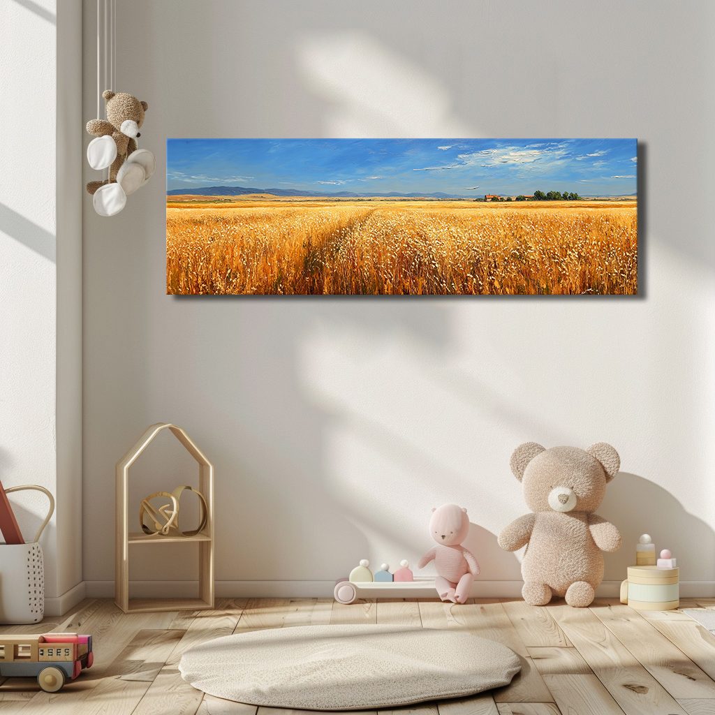 Golden Wheat Field Countryside canvas wall art, unframed canvas