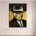 Gorilla in Fedora and Suit canvas wall art, unframed canvas