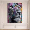 Graffiti Lion Face Pop Art canvas wall art, unframed canvas