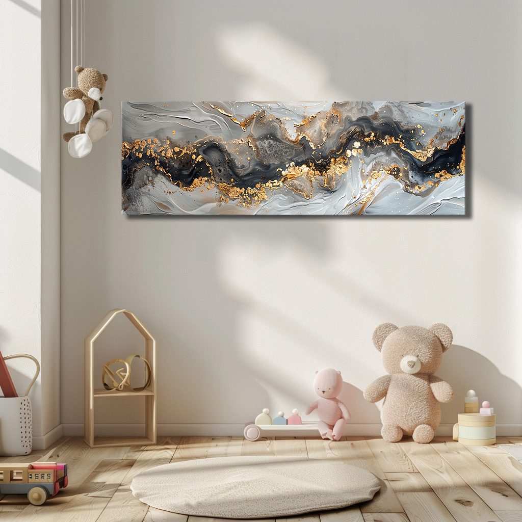 Gray and Gold Marble Abstract canvas wall art, unframed canvas