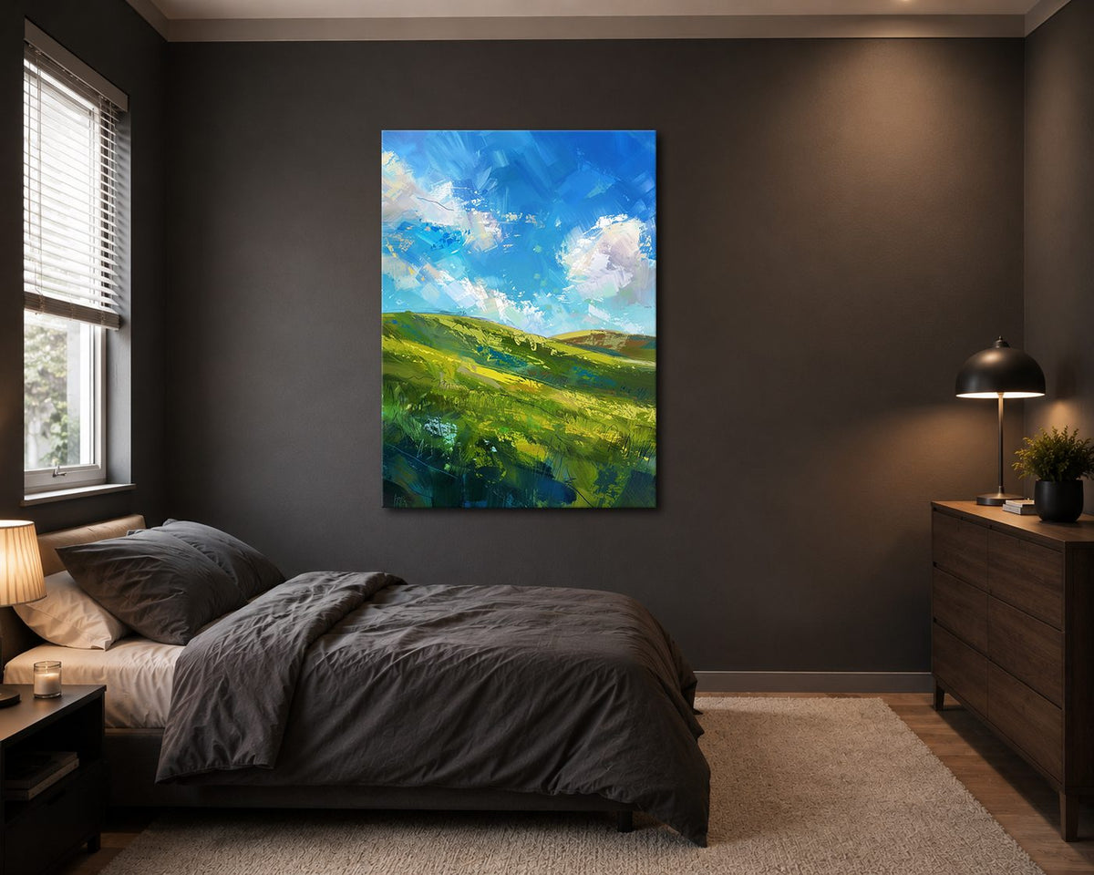 Green Hills and Blue Sky canvas wall art, unframed canvas