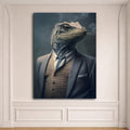 Iguana Gentleman in a Suit canvas wall art, unframed canvas