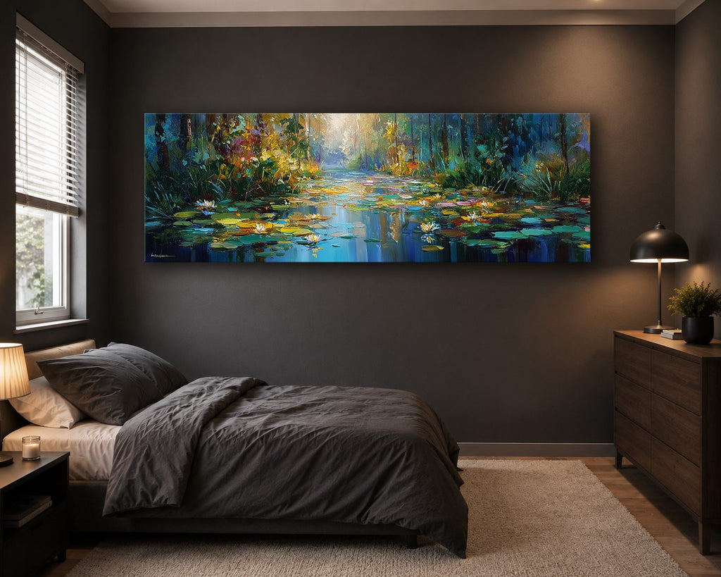 Impressionist Water Lily Pond canvas wall art, unframed canvas