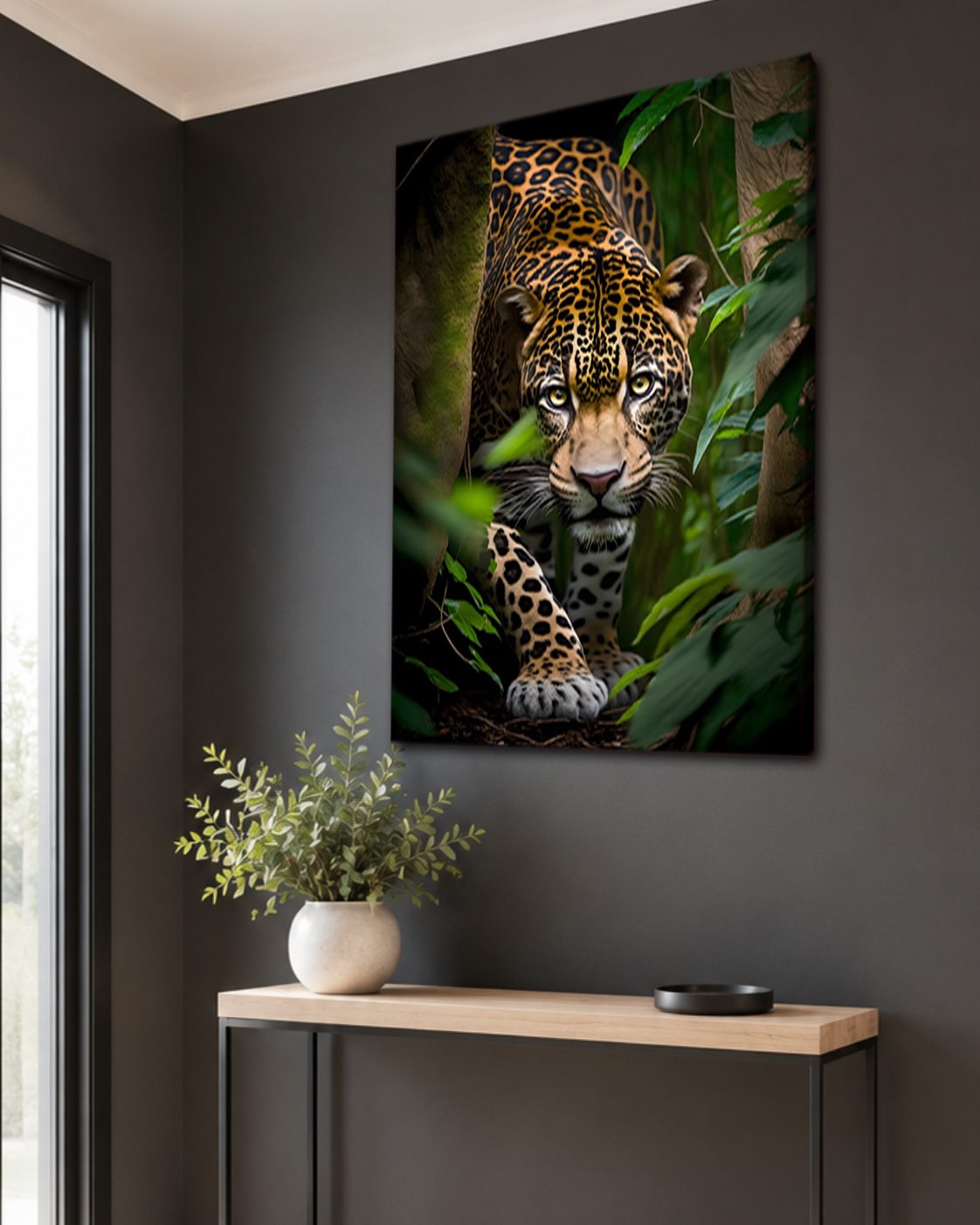 Jaguar in the Jungle canvas wall art, unframed canvas