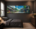 Japanese Village Street Anime Style canvas wall art, unframed canvas