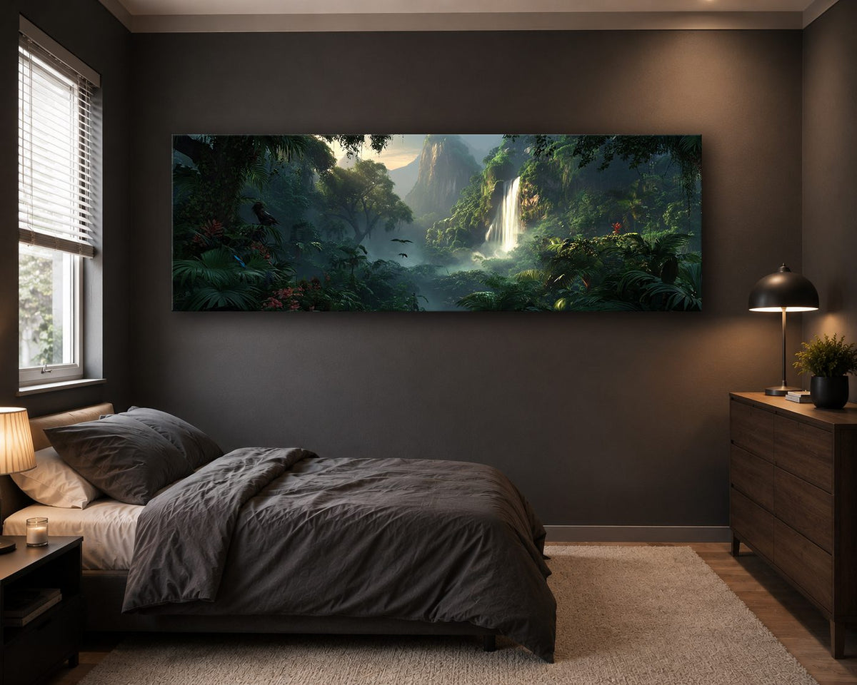 Jungle Waterfall Valley canvas wall art, unframed canvas