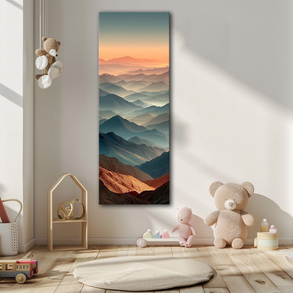 Layered Mountains at Dusk canvas wall art, unframed canvas