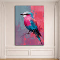 Lilac-Breasted Roller Bird on Pink canvas wall art, unframed canvas