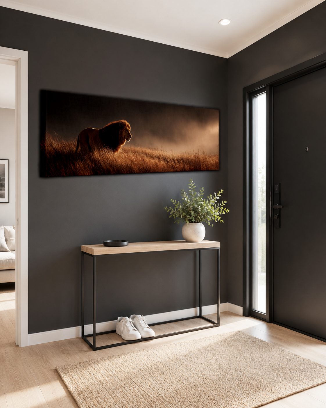 Lion in Golden Grass canvas wall art, unframed canvas