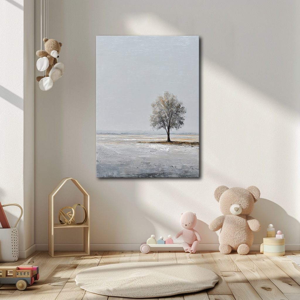 Lone Tree Minimalist Landscape canvas wall art, unframed canvas