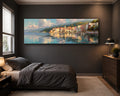Mediterranean Coastal Village canvas wall art, unframed canvas