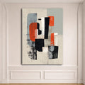 Mid-Century Red Black Abstract Shapes canvas wall art, unframed canvas