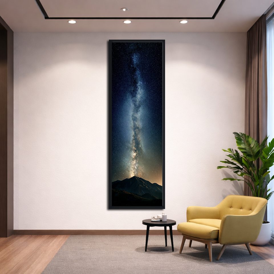 Milky Way Night Sky canvas wall art, black floating frame