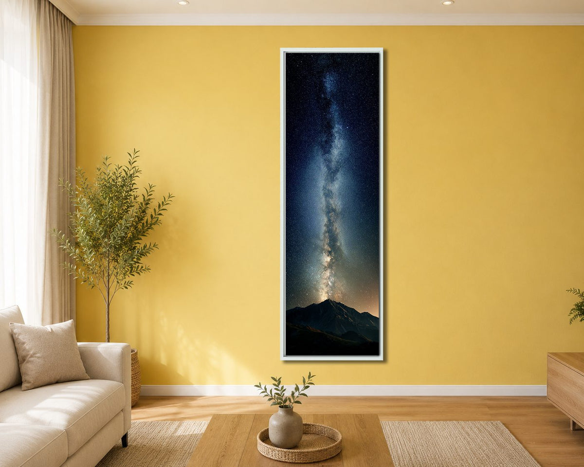 Milky Way Night Sky canvas wall art, white floating frame