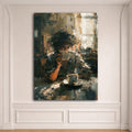 Morning Coffee Impressionist Scene canvas wall art, unframed canvas