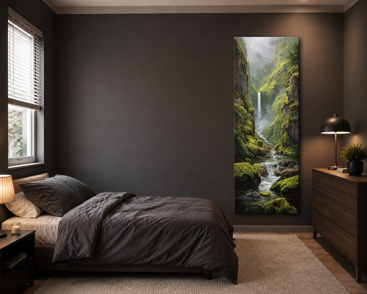 Mossy Waterfall Gorge canvas wall art, unframed canvas