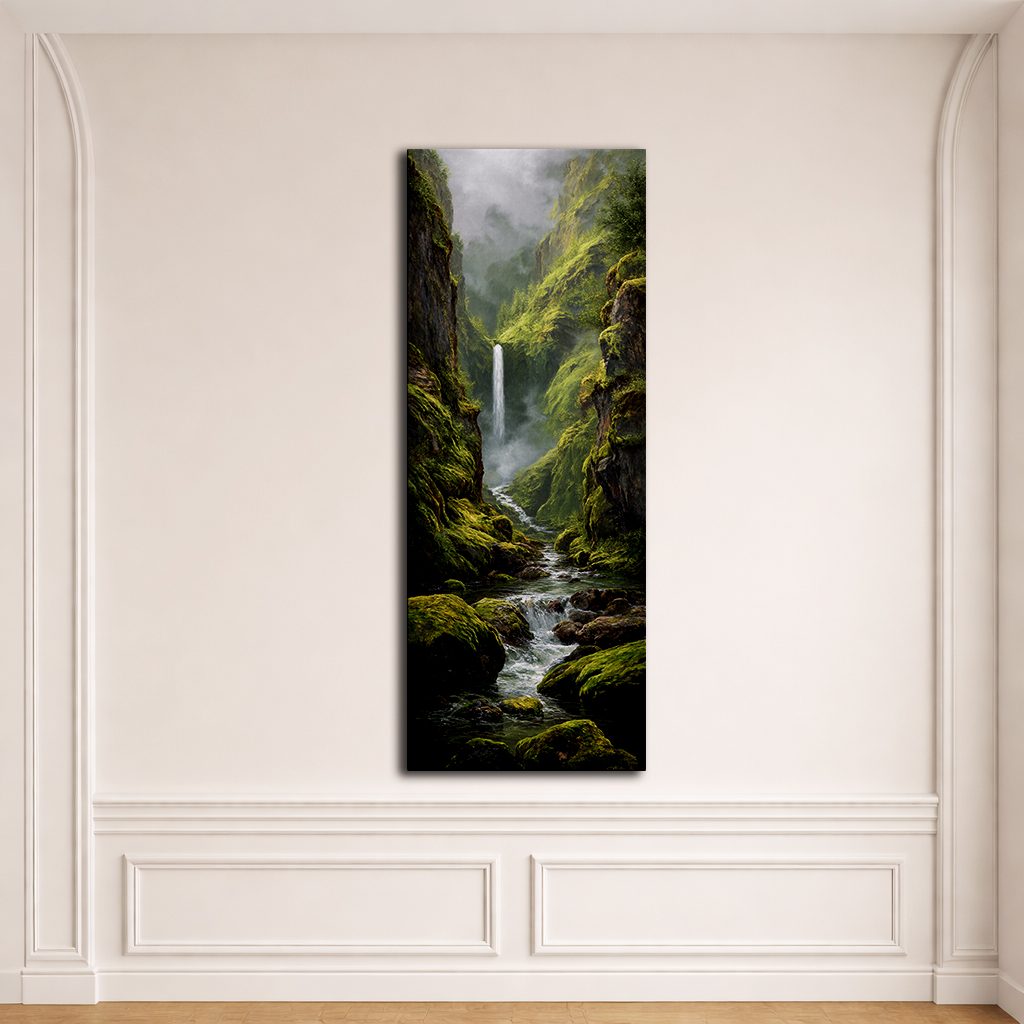 Mossy Waterfall Gorge canvas wall art, unframed canvas