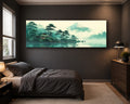 Mount Fuji Teal Japanese Landscape canvas wall art, unframed canvas