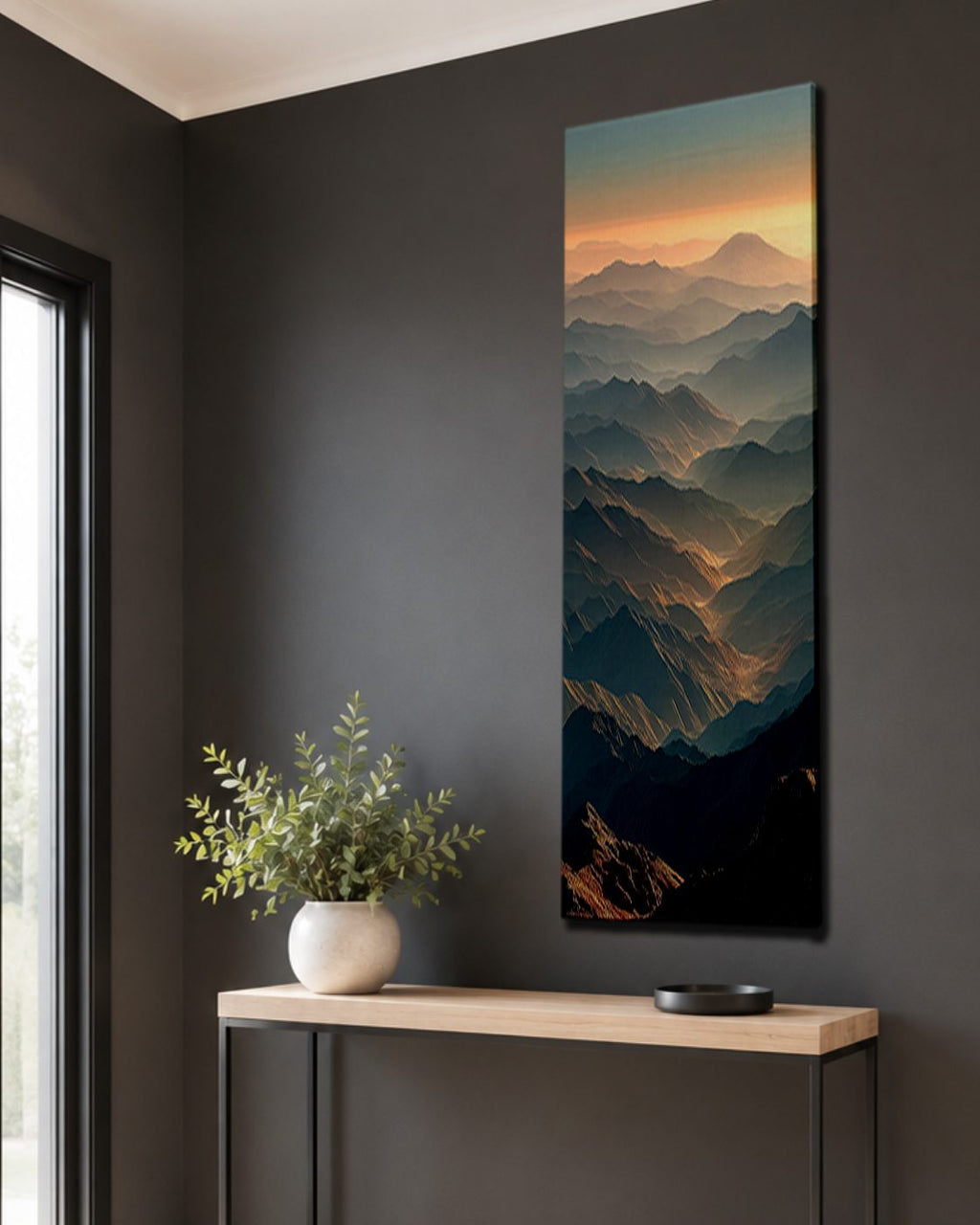 Mountain Ridges at Sunset canvas wall art, unframed canvas