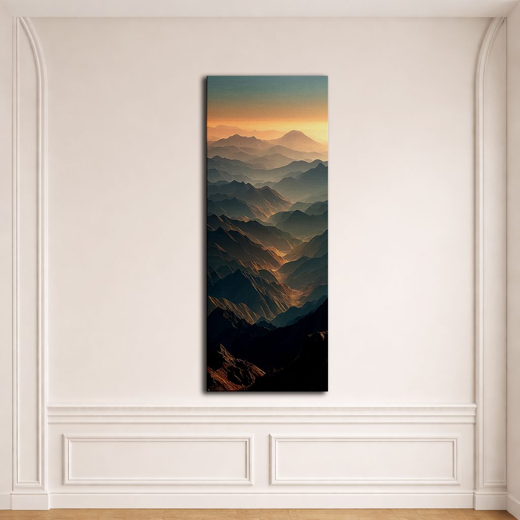 Mountain Ridges at Sunset canvas wall art, unframed canvas