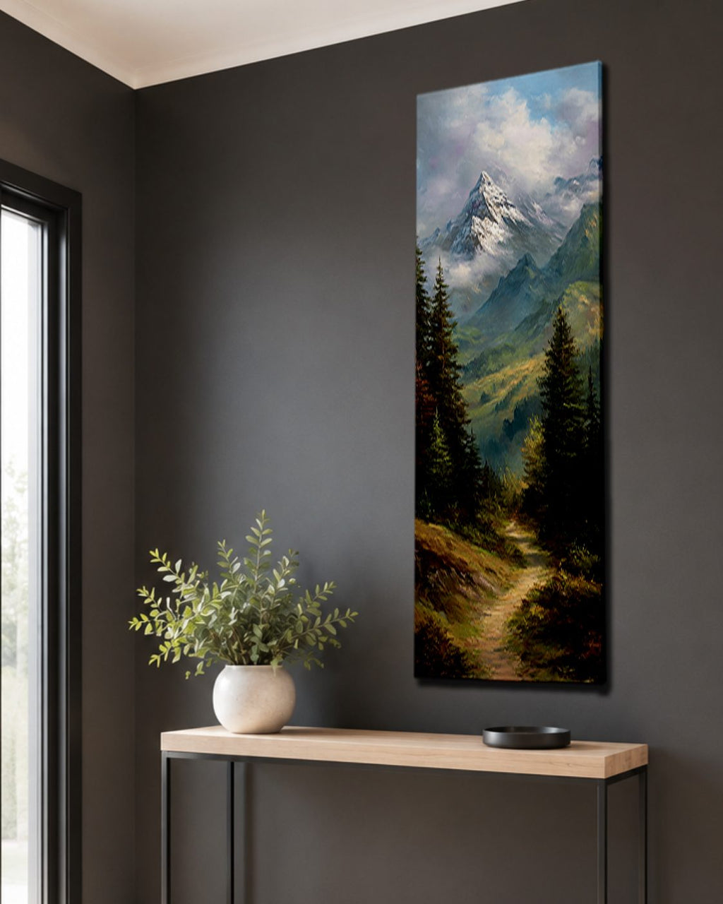 Mountain Valley Forest Trail canvas wall art, unframed canvas