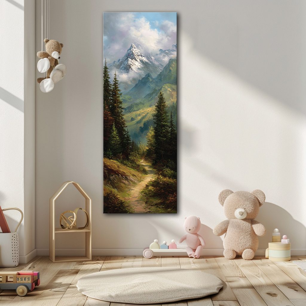 Mountain Valley Forest Trail canvas wall art, unframed canvas