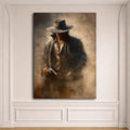 Mysterious Cowboy in Fedora canvas wall art, unframed canvas