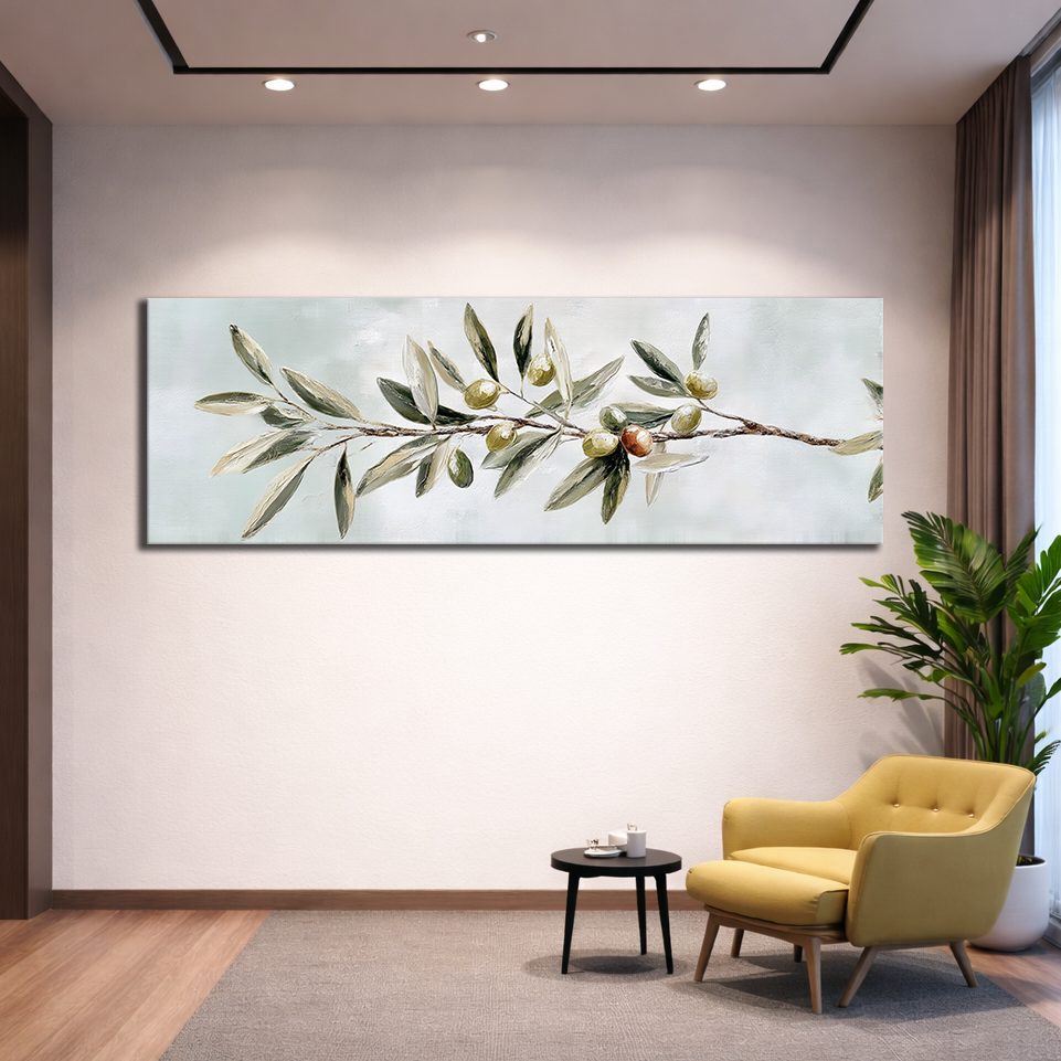 Olive Branch Botanical canvas wall art, unframed canvas