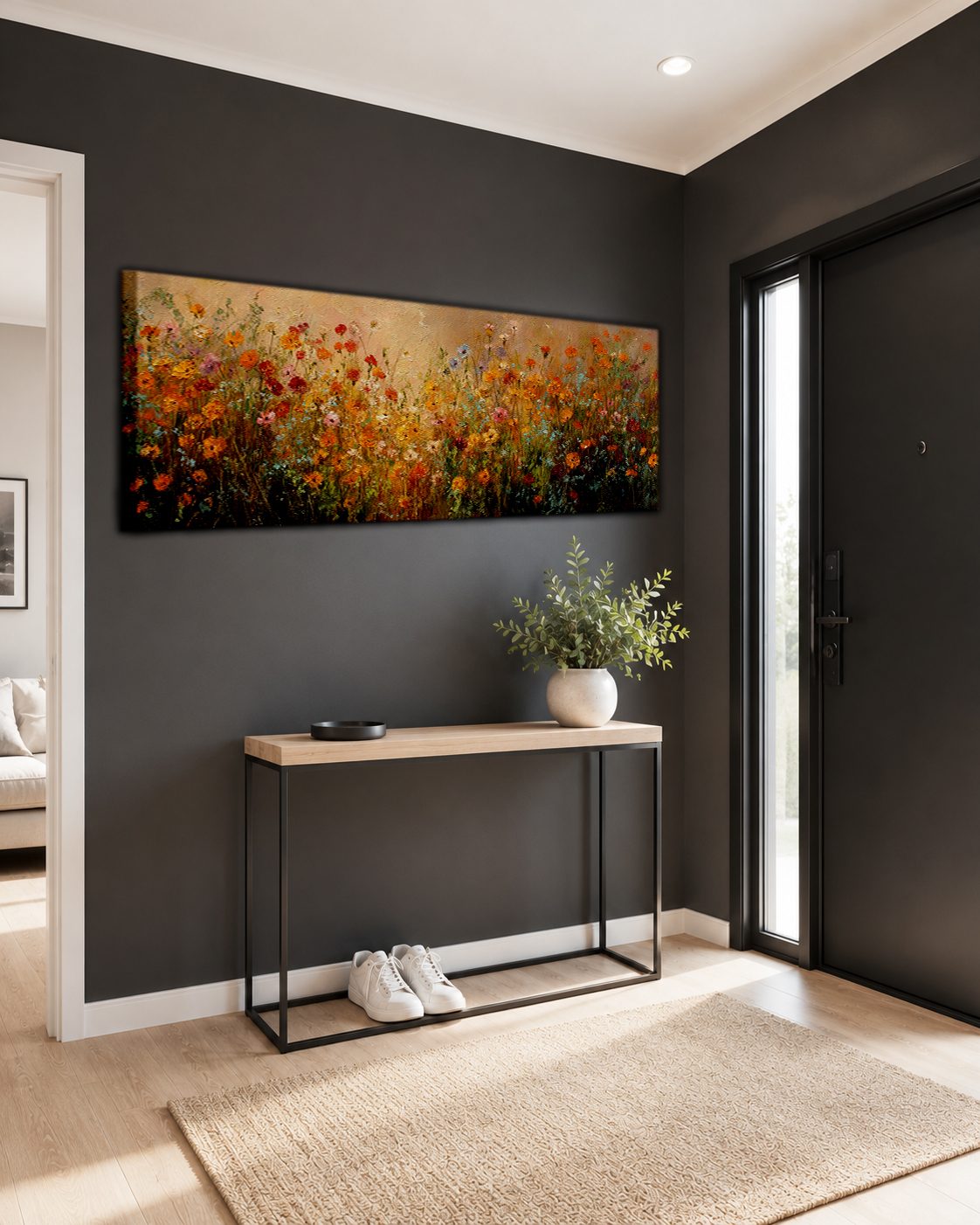 Orange Wildflower Meadow canvas wall art, unframed canvas