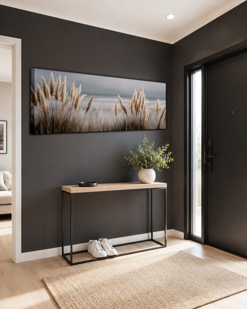 Pampas Grass Coastal Neutral canvas wall art, unframed canvas