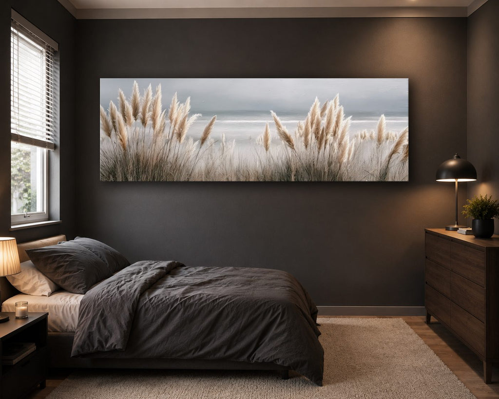 Pampas Grass Coastal Neutral canvas wall art, unframed canvas