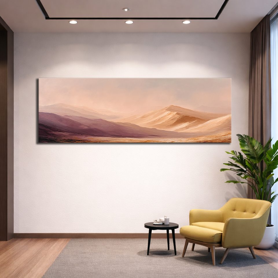 Peach Desert Sand Dunes canvas wall art, unframed canvas