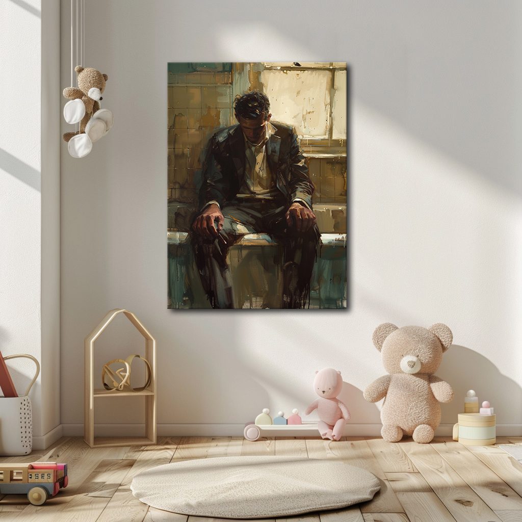 Pensive Man by the Window canvas wall art, unframed canvas