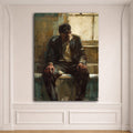 Pensive Man by the Window canvas wall art, unframed canvas