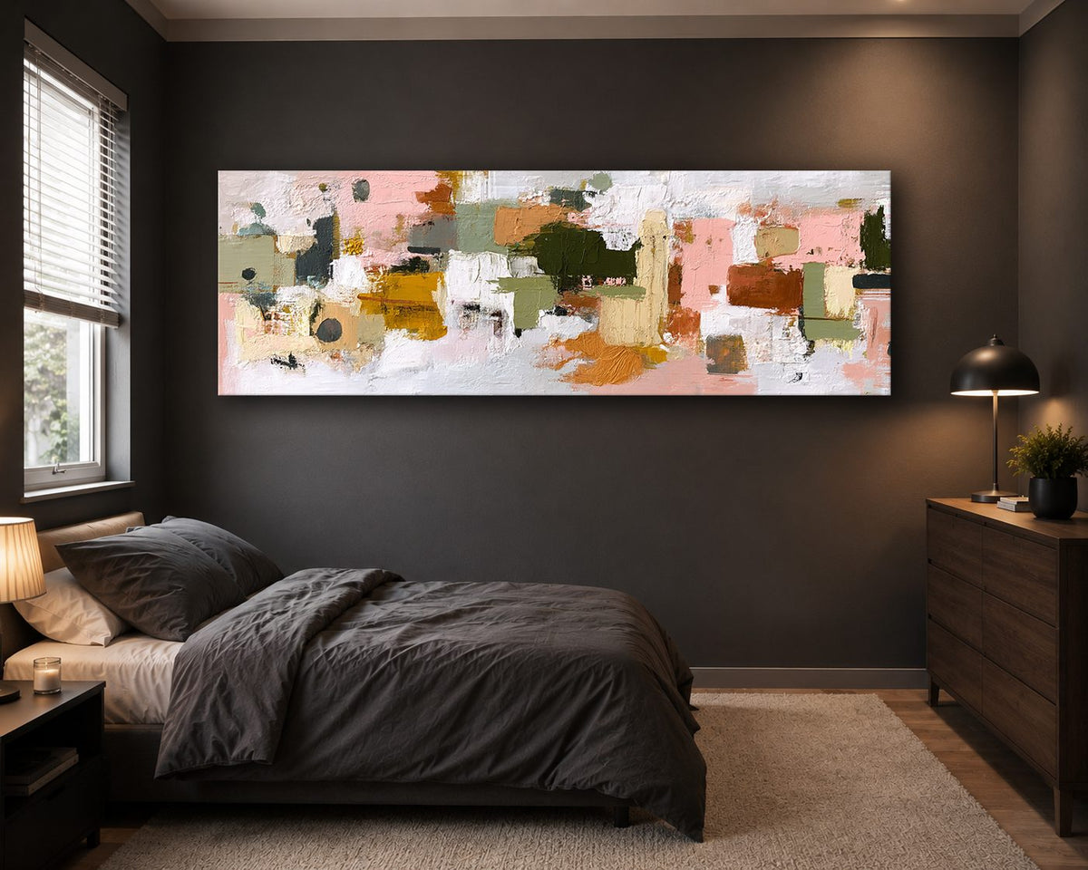 Pink and Olive Color Block Abstract canvas wall art, unframed canvas