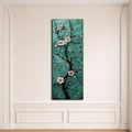 Pink Cherry Blossom on Teal canvas wall art, unframed canvas