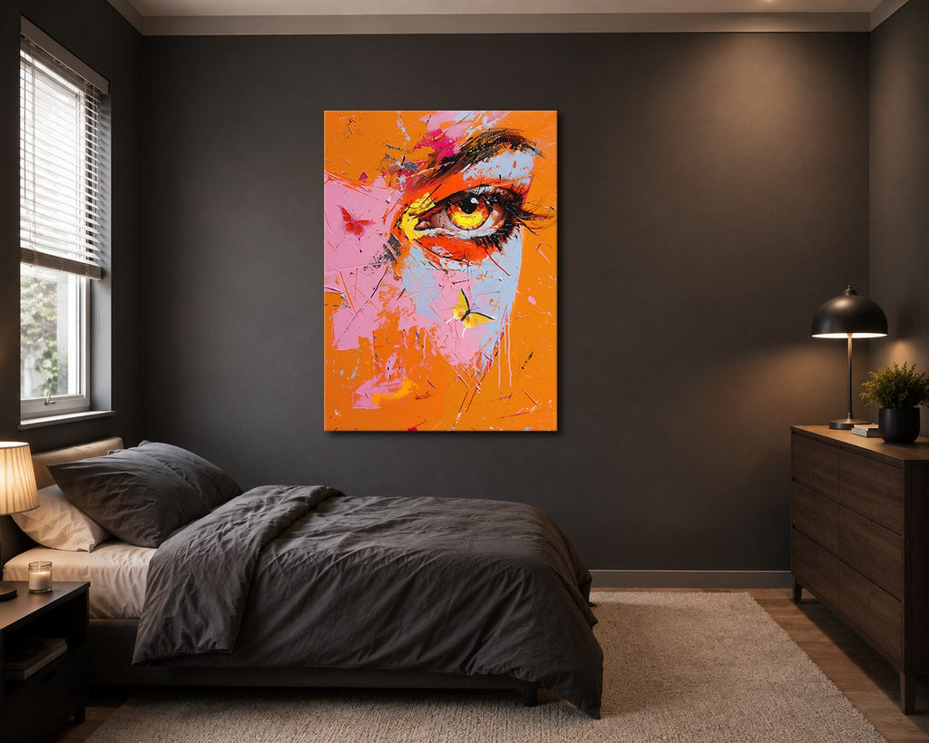 Pop Art Eye with Butterflies canvas wall art, unframed canvas