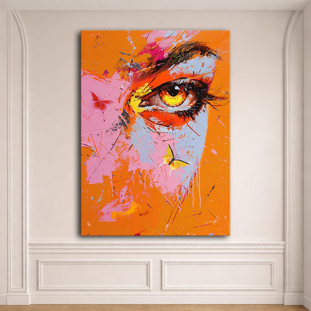 Pop Art Eye with Butterflies canvas wall art, unframed canvas